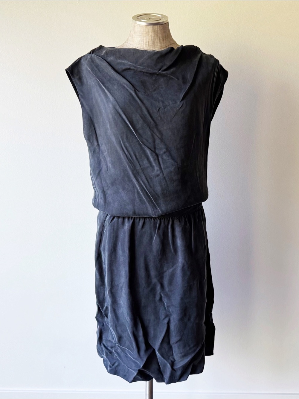 Cacharel Black Midi Dress with Cowl Neck